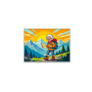 raxxa Glas-Magnet: Grandmother Hiking Illustration