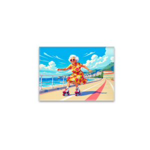 raxxa Glas-Magnet: Grandmother Roller Skating Illustration