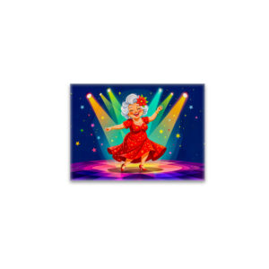 raxxa Glas-Magnet: Grandmother Dancing on Stage Illustration