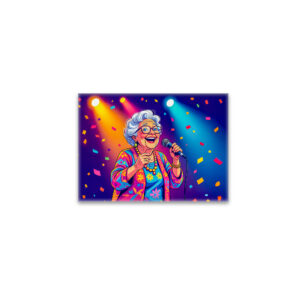 raxxa Glas-Magnet: Grandmother Singing on Stage Illustration