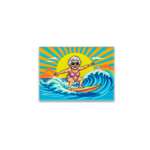 raxxa Glas-Magnet: Grandmother Surfing Illustration