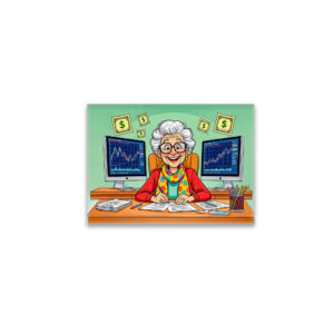 raxxa Glas-Magnet: Grandmother Stock Trading Illustration