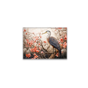 raxxa Glas-Magnet: Heron in red foliage pond illustration