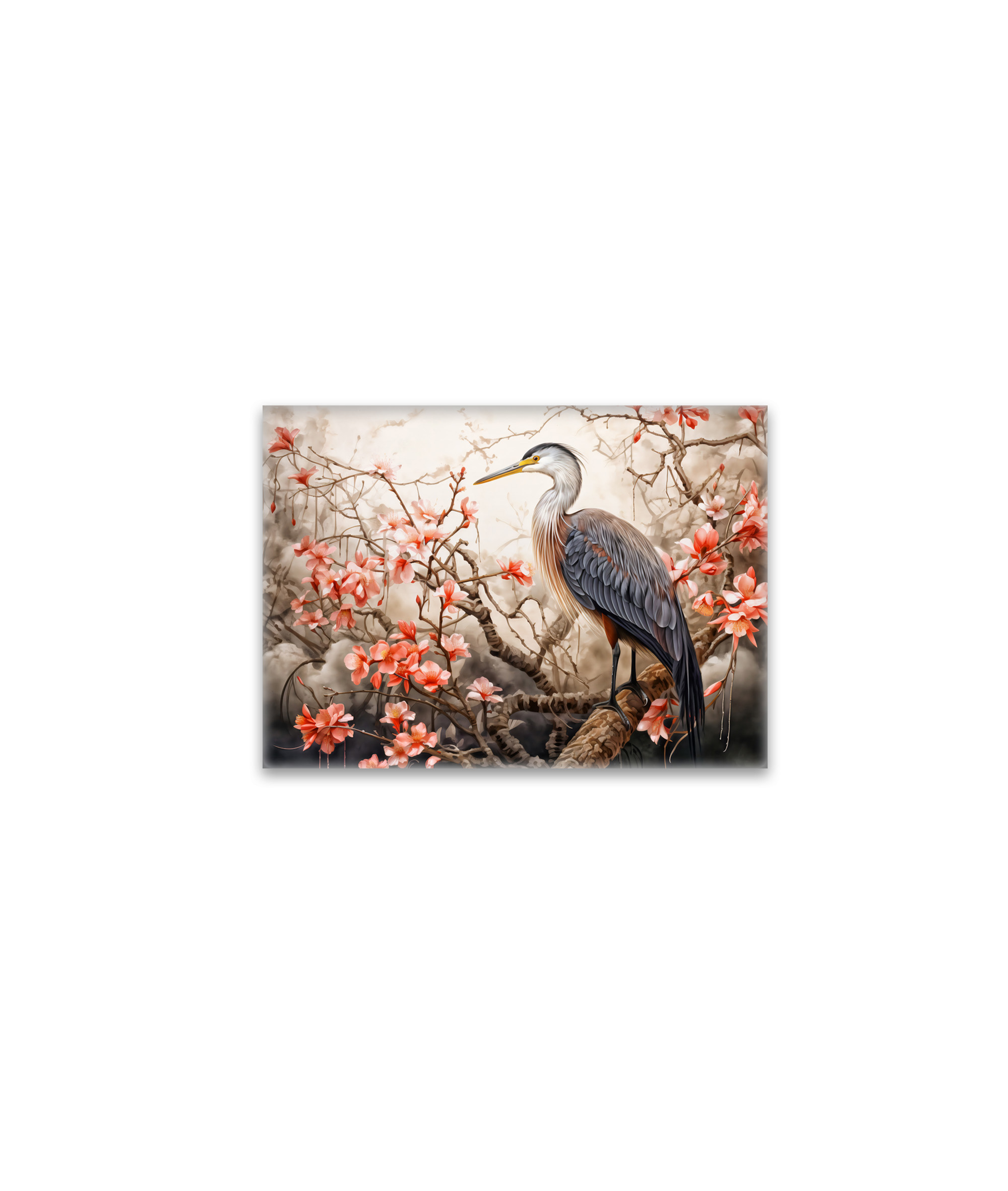 raxxa Glas-Magnet: Heron in red foliage pond illustration