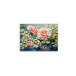raxxa Glas-Magnet: Frog sitting among blooming water lilies