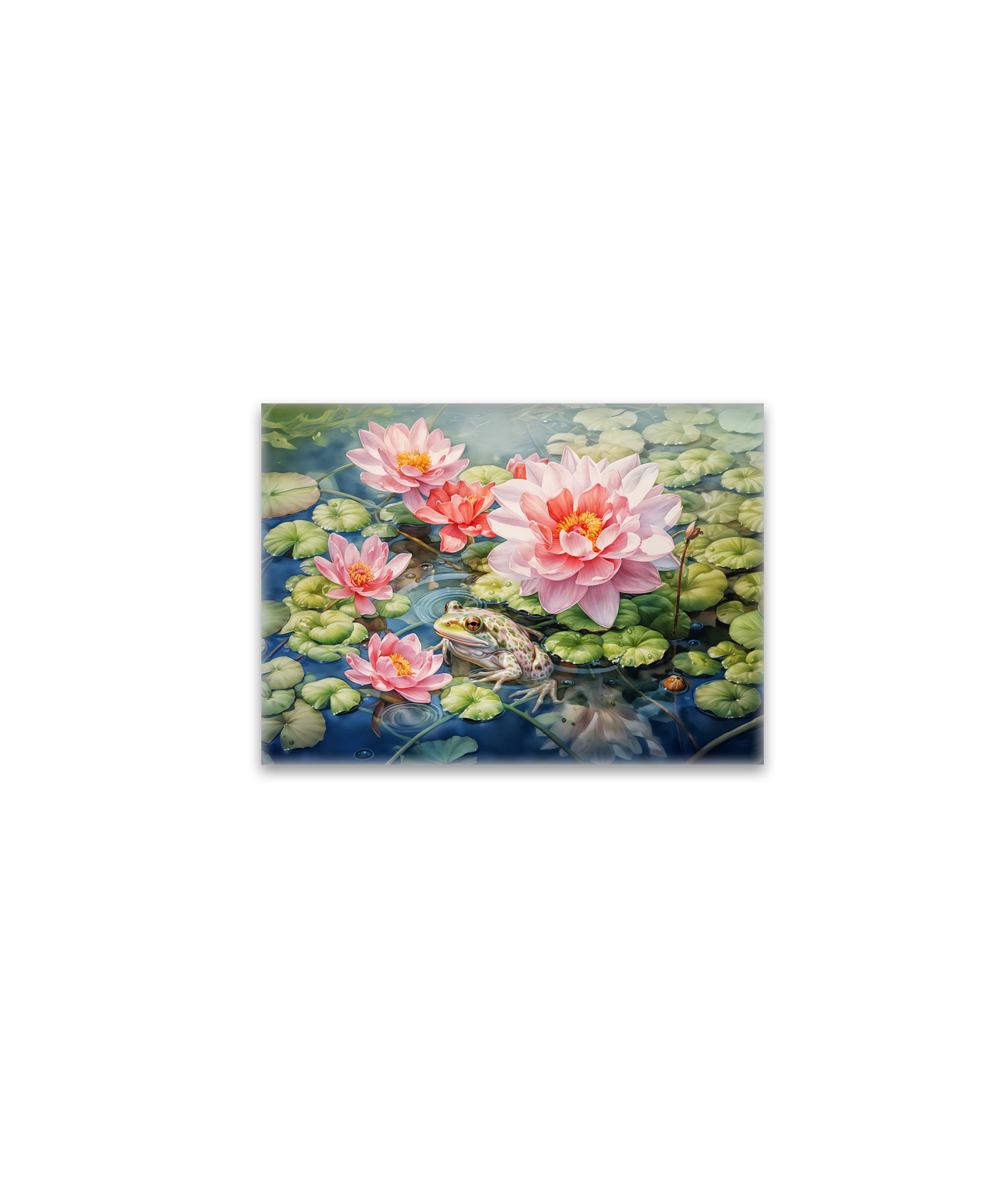 raxxa Glas-Magnet: Frog sitting among blooming water lilies