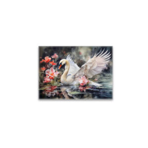 raxxa Glas-Magnet: Swan in lotus pond with soft colors