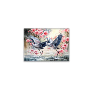 raxxa Glas-Magnet: Cranes in water with floral reflections
