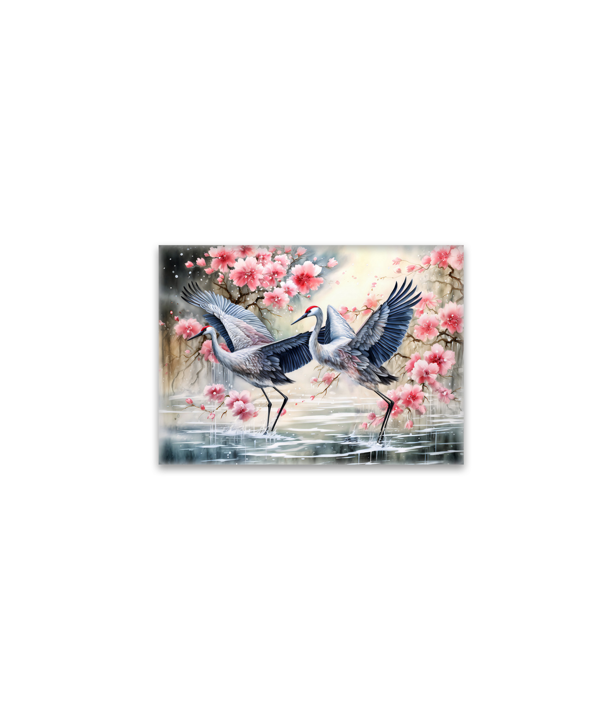 raxxa Glas-Magnet: Cranes in water with floral reflections