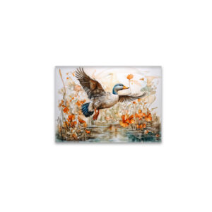 raxxa Glas-Magnet: Mallard flying above pond with flowers