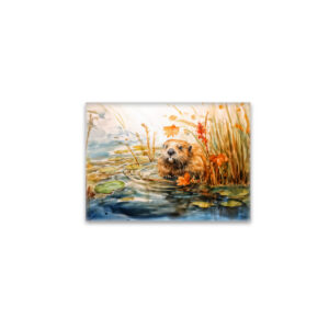 raxxa Glas-Magnet: Beaver sitting by pond among reeds