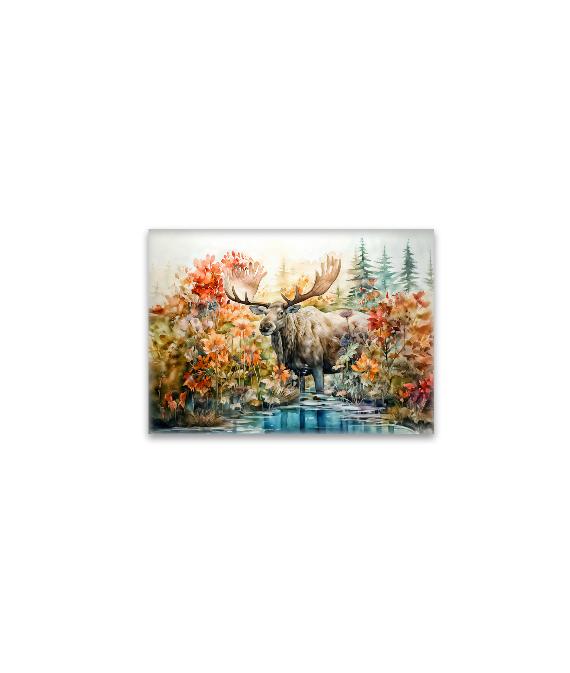 raxxa Glas-Magnet: Moose standing in pond among plants