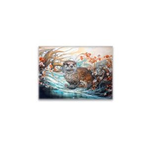 raxxa Glas-Magnet: Playful otter in pond with reflections