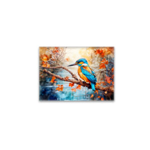 raxxa Glas-Magnet: Kingfisher above pond in painterly style