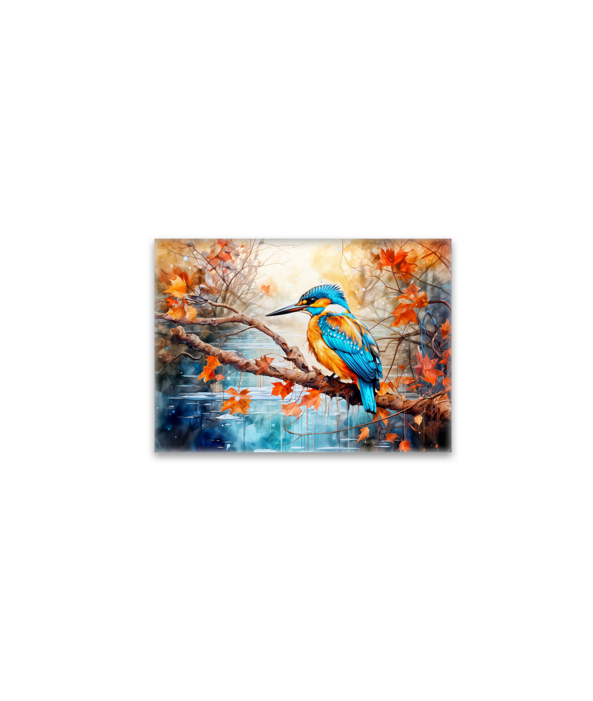 raxxa Glas-Magnet: Kingfisher above pond in painterly style