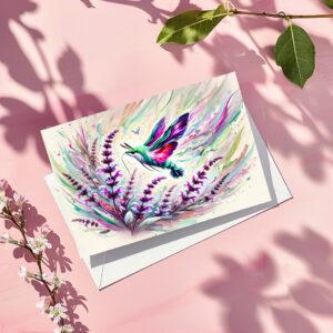 raxxa Postkarte: Hummingbird Hawk-Moth with Sage in Oil Painting