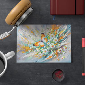 raxxa Postkarte: Orange Tip Butterfly with Daffodils in Oil Painting