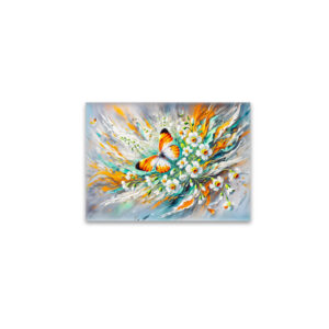 raxxa Glas-Magnet: Orange Tip Butterfly with Daffodils in Oil Painting