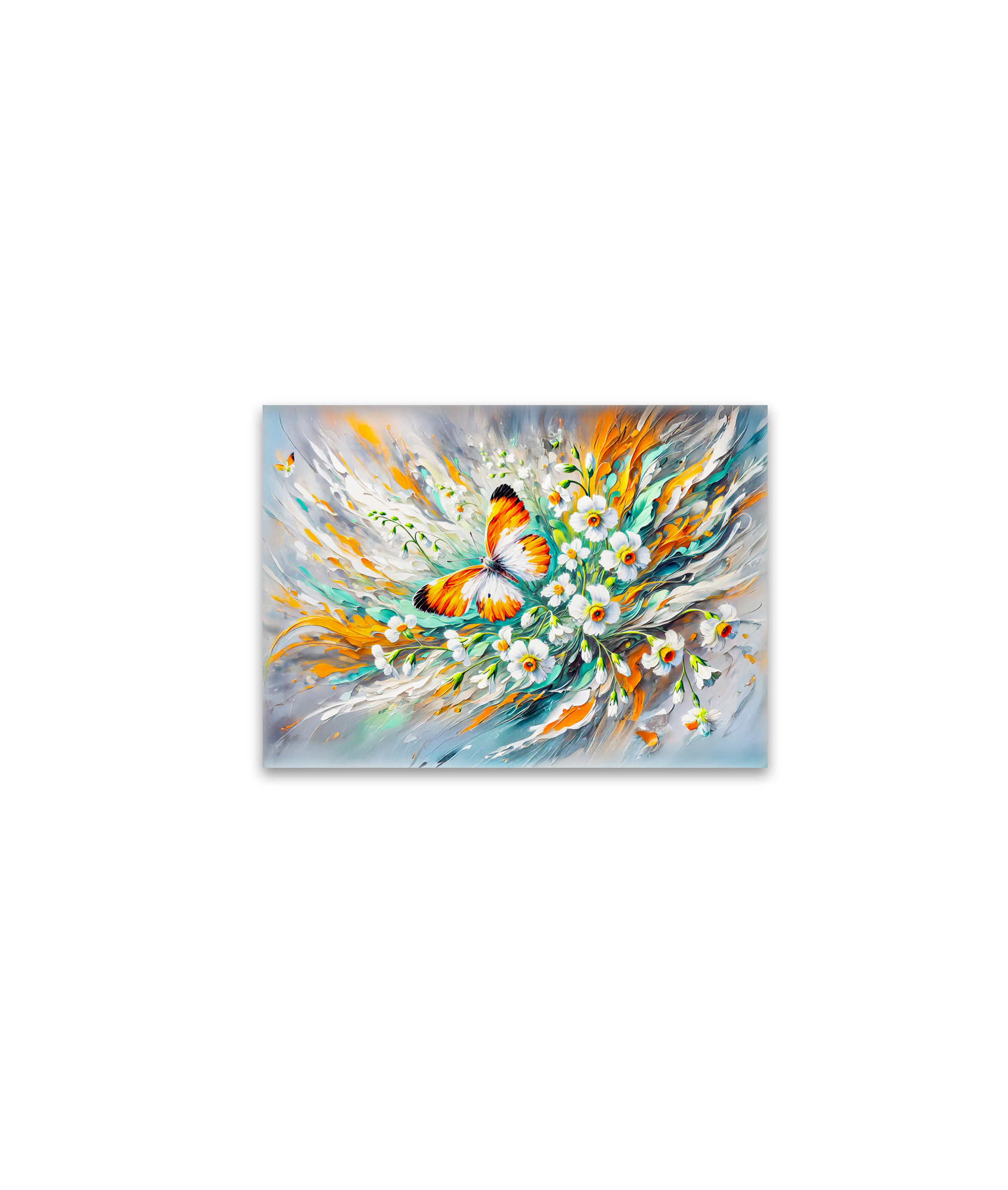 raxxa Glas-Magnet: Orange Tip Butterfly with Daffodils in Oil Painting