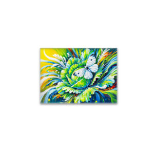 raxxa Glas-Magnet: Cabbage White Butterfly on Cabbage in Oil Painting