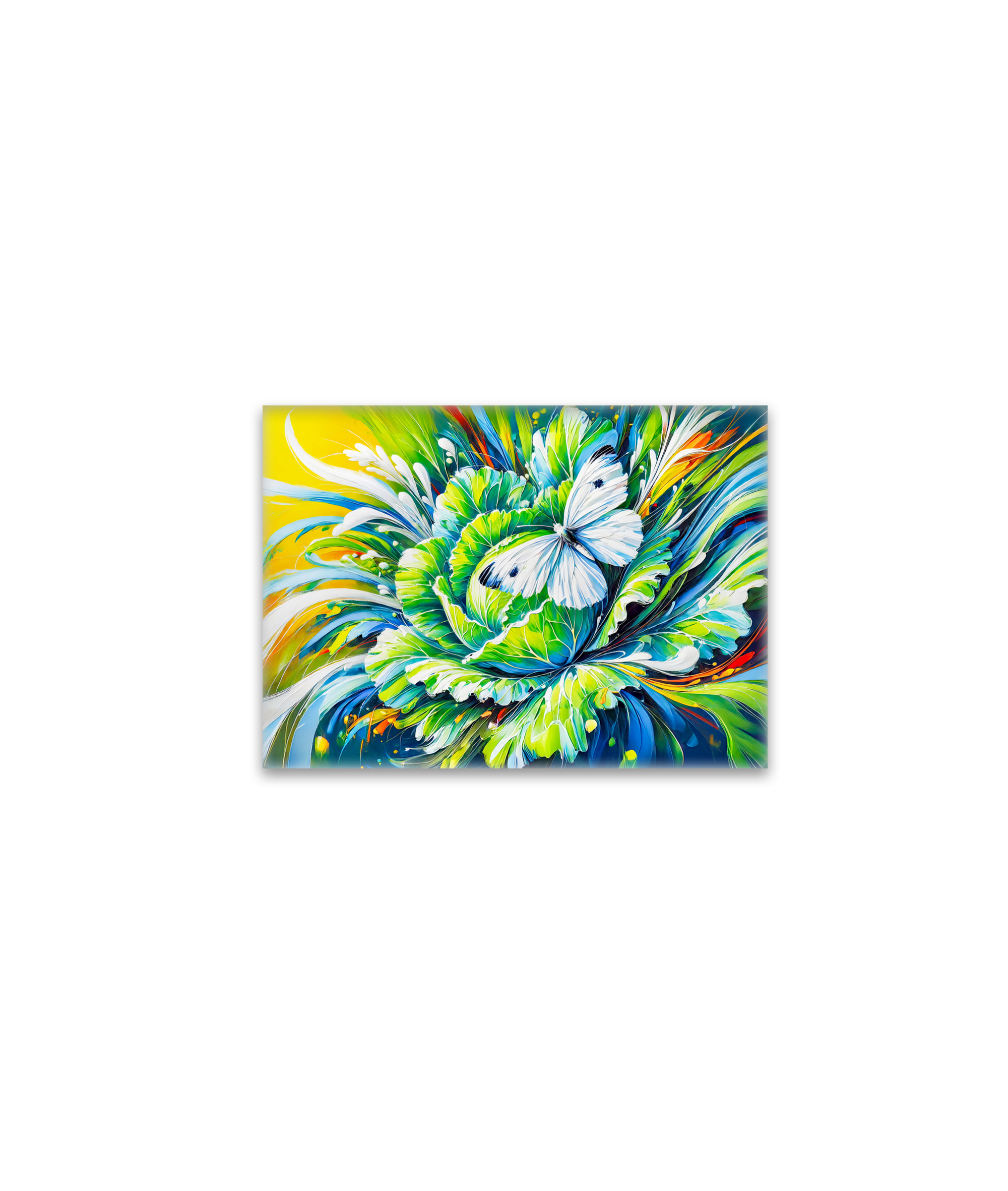 raxxa Glas-Magnet: Cabbage White Butterfly on Cabbage in Oil Painting