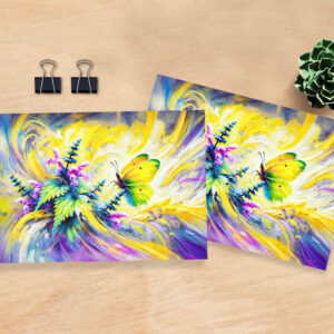 raxxa Postkarte: Brimstone Butterfly with Dead Nettle Flowers in Oil Painting