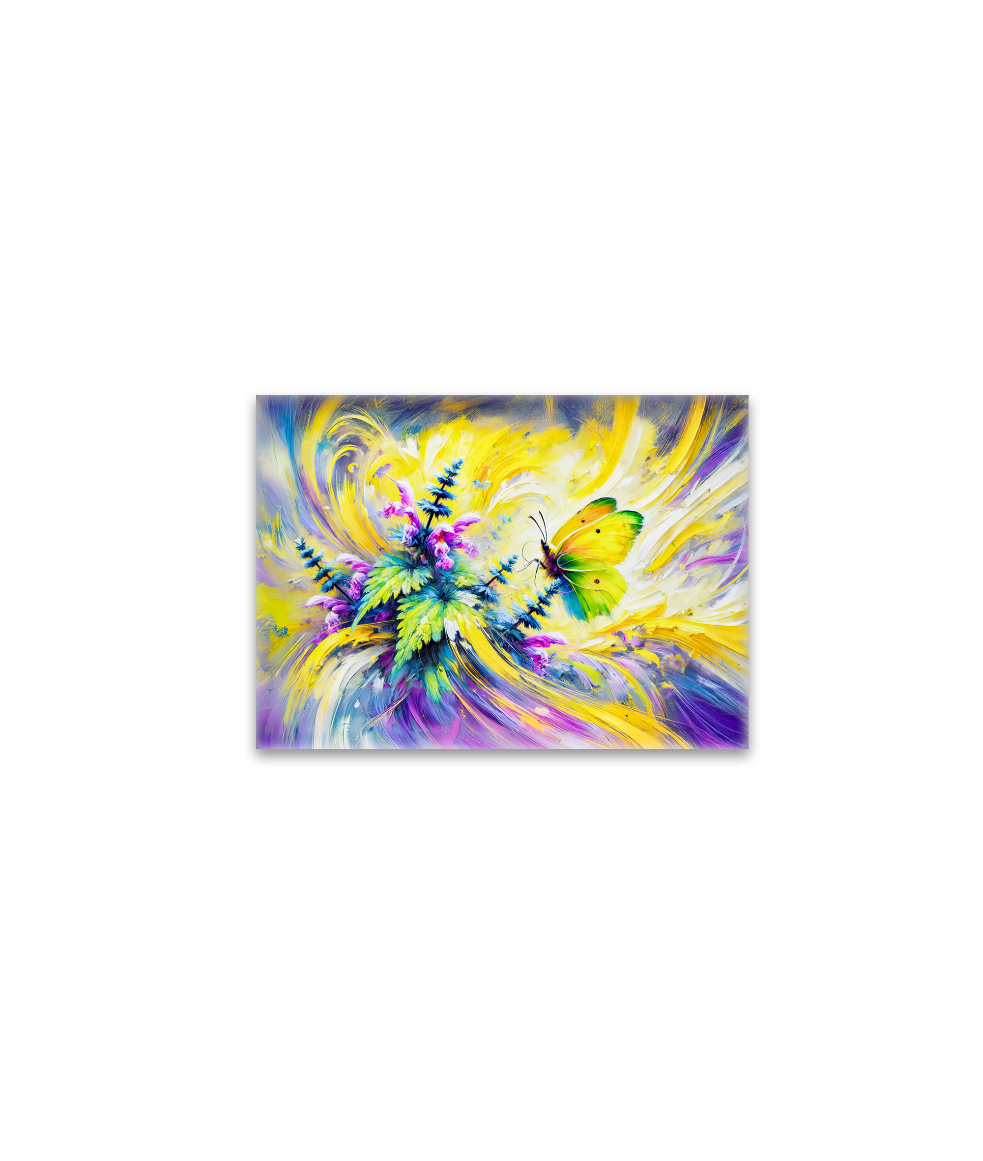 raxxa Glas-Magnet: Brimstone Butterfly with Dead Nettle Flowers in Oil Painting