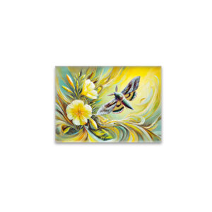 raxxa Glas-Magnet: Silver Y Moth with Evening Primrose in Oil Painting