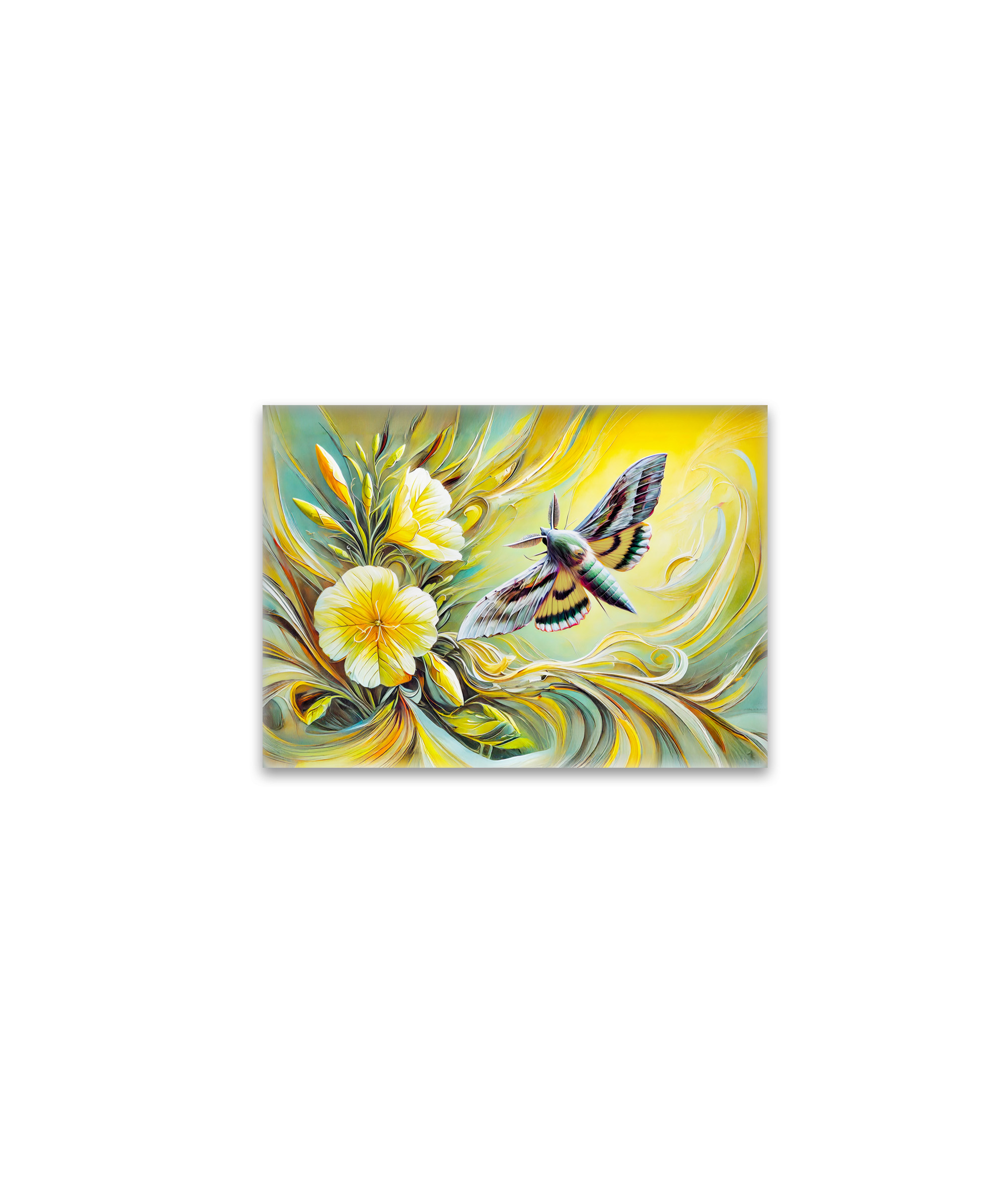 raxxa Glas-Magnet: Silver Y Moth with Evening Primrose in Oil Painting