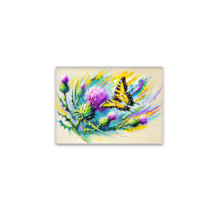 raxxa Glas-Magnet: Swallowtail Butterfly with Thistles in Oil Painting
