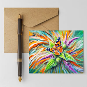 raxxa Postkarte: Painted Lady Butterfly on Nettles in Oil Painting