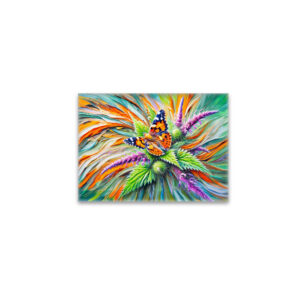 raxxa Glas-Magnet: Painted Lady Butterfly on Nettles in Oil Painting