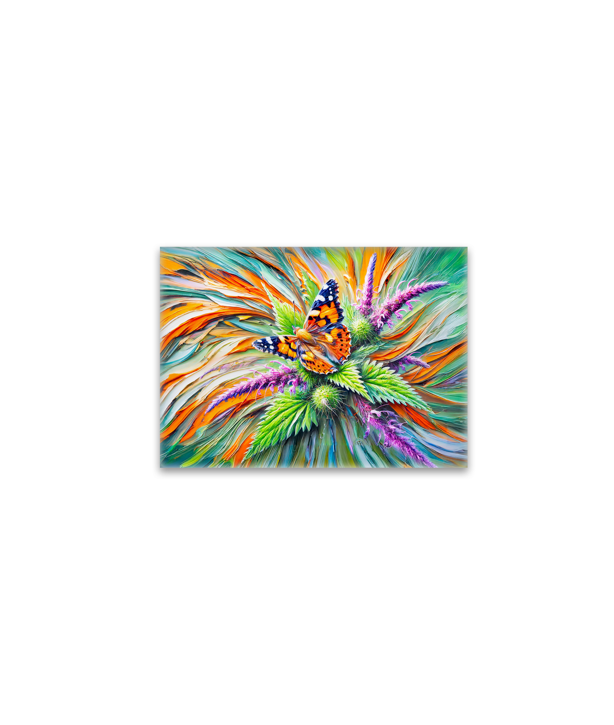raxxa Glas-Magnet: Painted Lady Butterfly on Nettles in Oil Painting