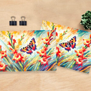 raxxa Postkarte: Small Tortoiseshell Butterfly with Gladiolus in Oil Painting