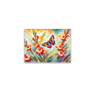 raxxa Glas-Magnet: Small Tortoiseshell Butterfly with Gladiolus in Oil Painting
