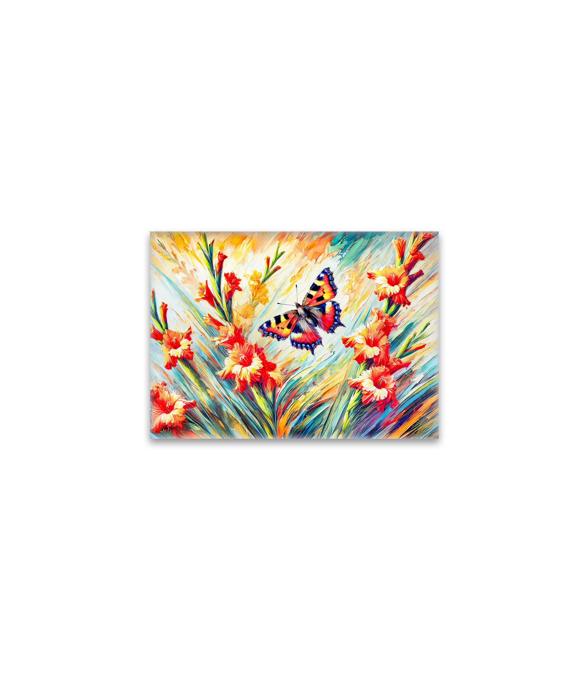 raxxa Glas-Magnet: Small Tortoiseshell Butterfly with Gladiolus in Oil Painting