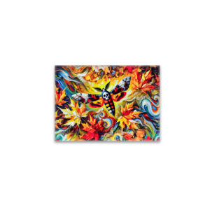 raxxa Glas-Magnet: Deaths-head Hawk-Moth with Autumn Leaves in Oil Painting
