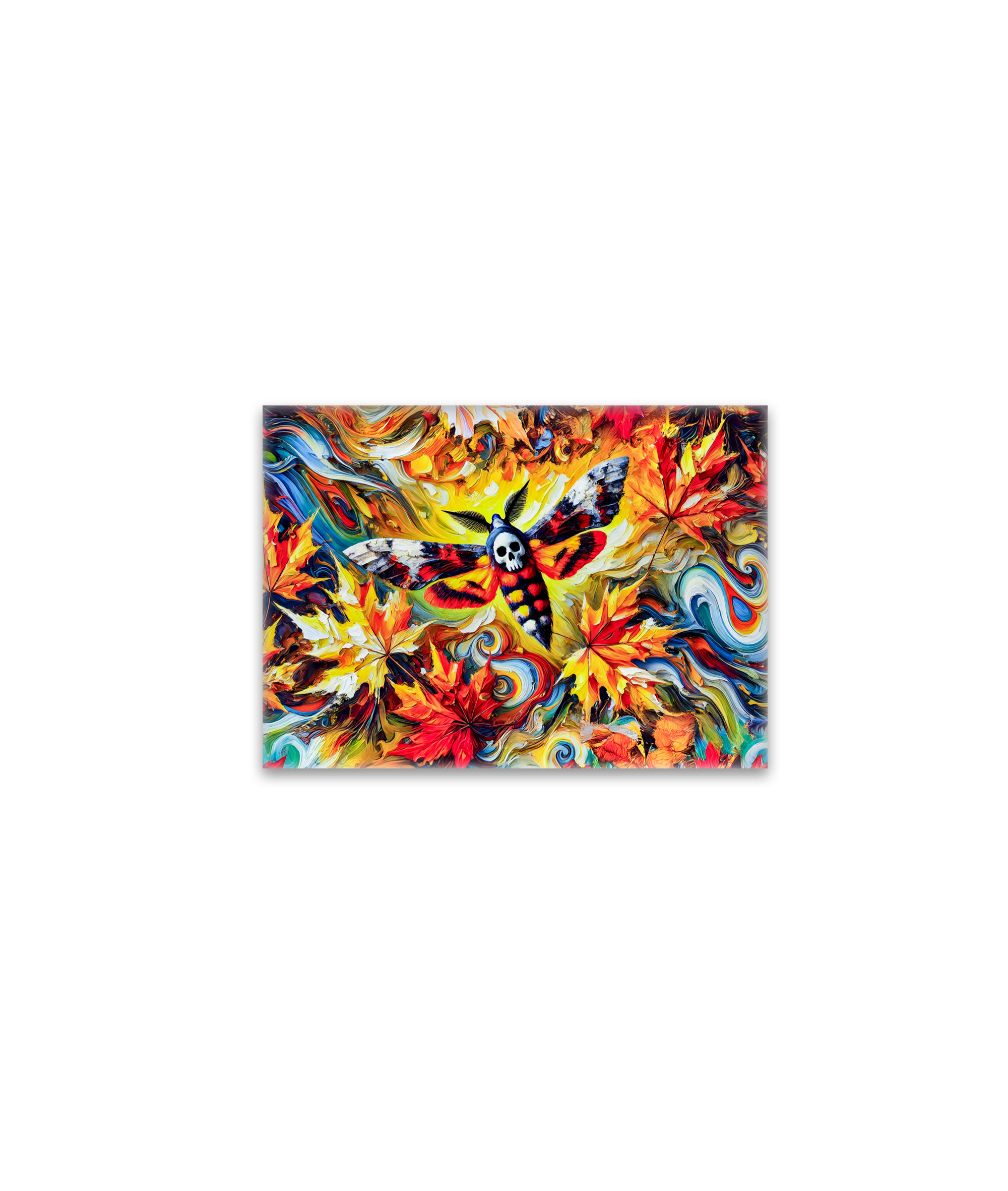 raxxa Glas-Magnet: Deaths-head Hawk-Moth with Autumn Leaves in Oil Painting