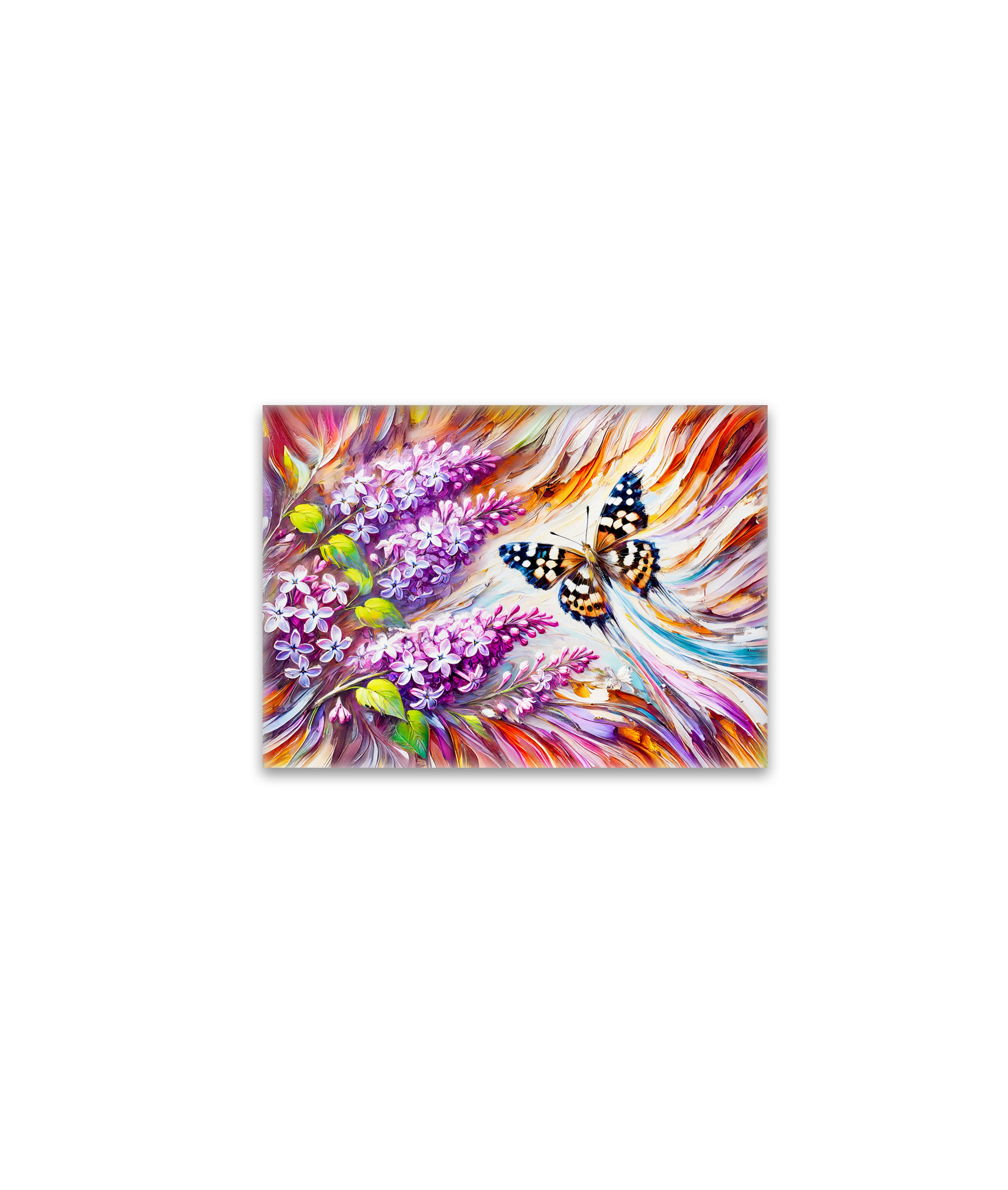 raxxa Glas-Magnet: Speckled Wood Butterfly with Lilac in Oil Painting