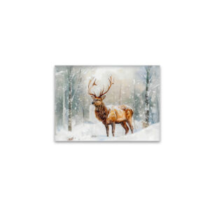 raxxa Glas-Magnet: Deer in winter forest with snow watercolor painting