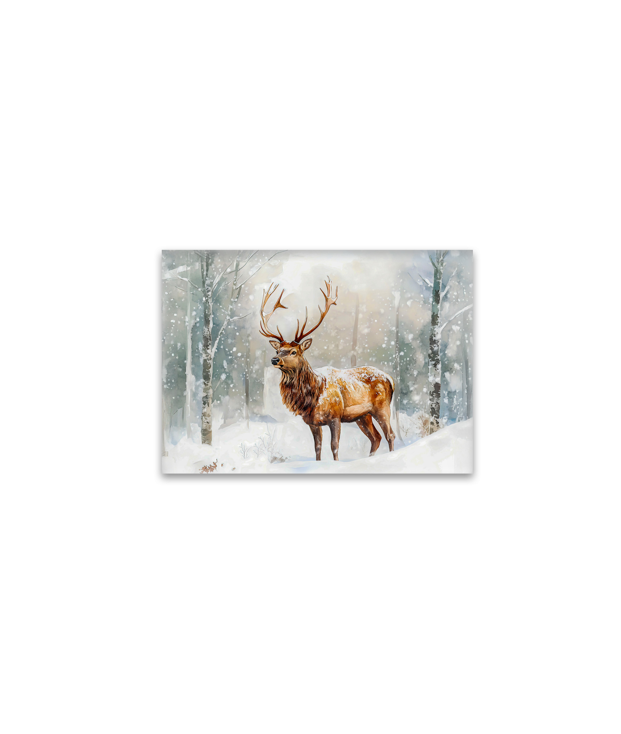 raxxa Glas-Magnet: Deer in winter forest with snow watercolor painting