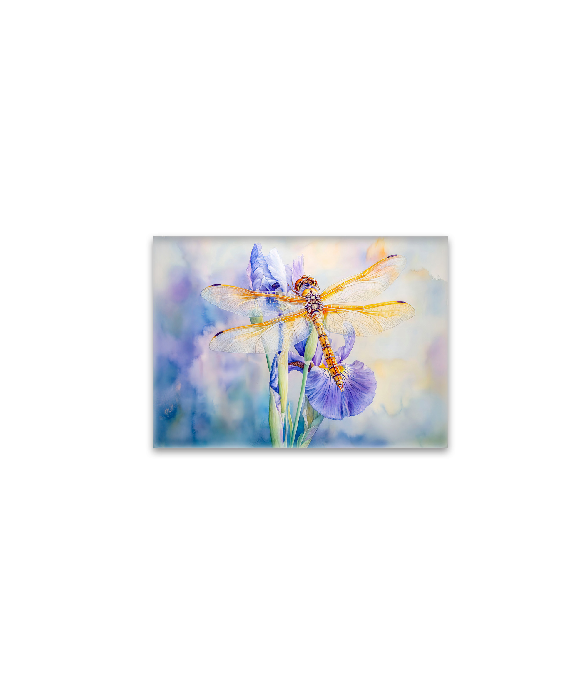 raxxa Glas-Magnet: Dragonfly resting on a lily watercolor painting