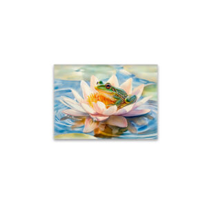 raxxa Glas-Magnet: Frog in water lily blossom watercolor painting