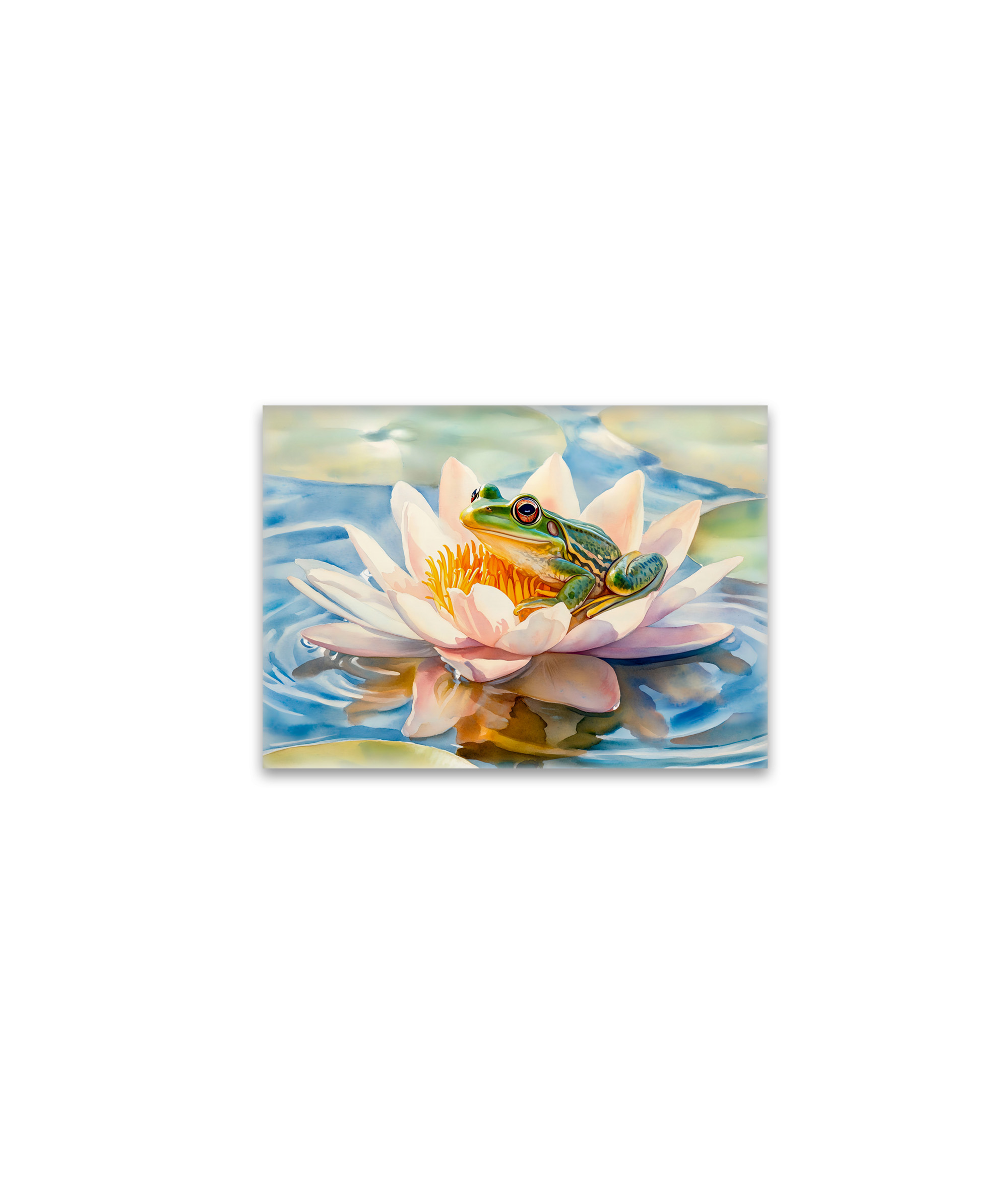 raxxa Glas-Magnet: Frog in water lily blossom watercolor painting