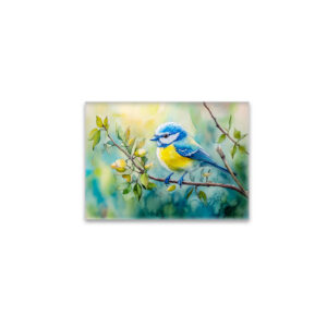 raxxa Glas-Magnet: Blue tit on a branch watercolor painting