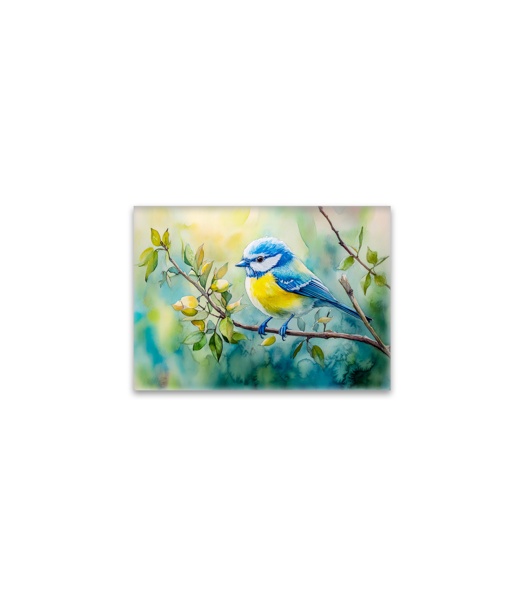raxxa Glas-Magnet: Blue tit on a branch watercolor painting