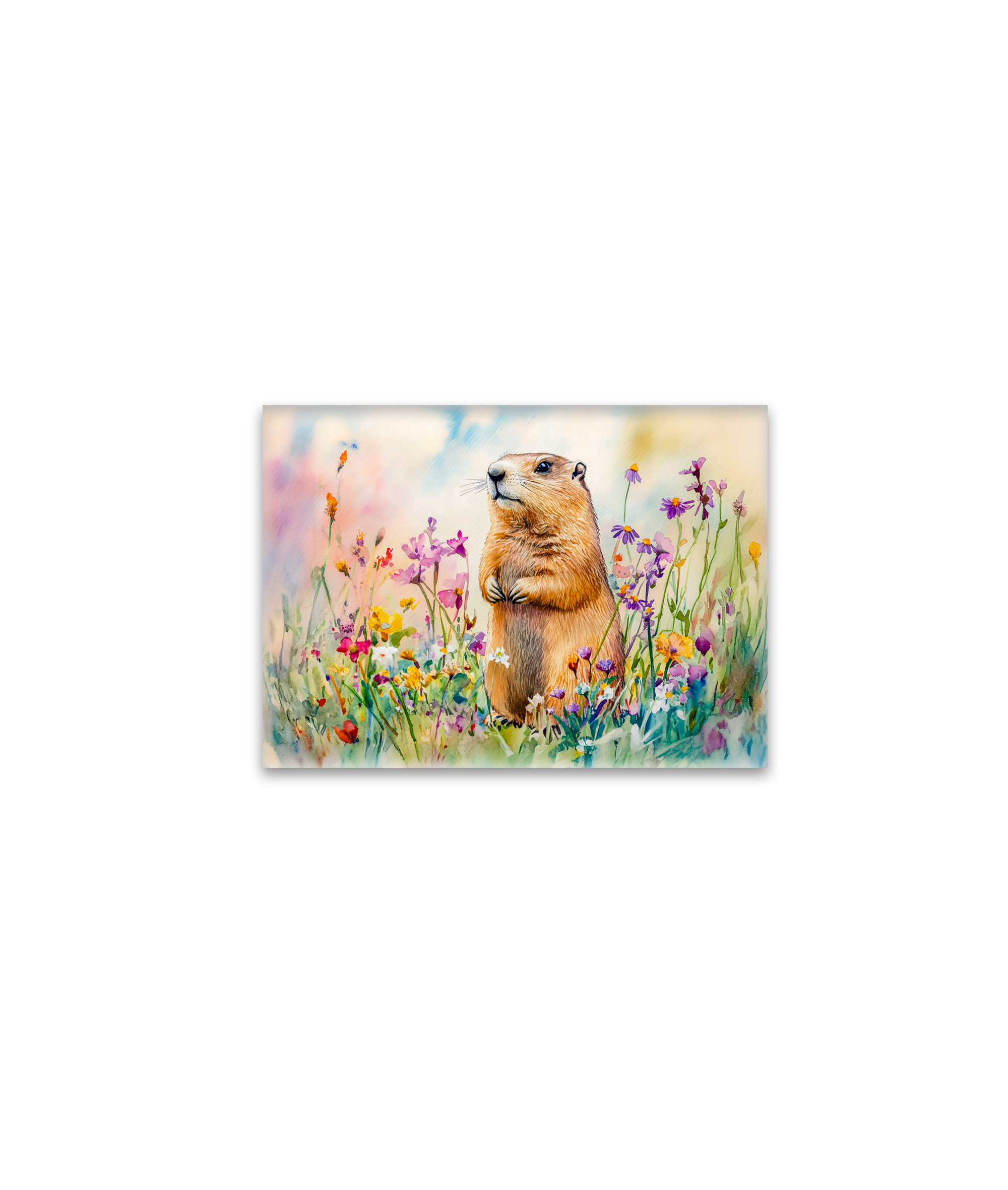 raxxa Glas-Magnet: Marmot on a flower meadow watercolor painting