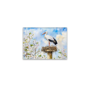 raxxa Glas-Magnet: White stork on a nest in spring watercolor painting