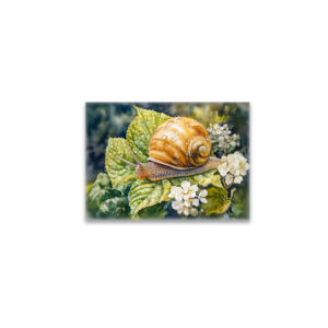 raxxa Glas-Magnet: Snail on dogwood bush watercolor painting