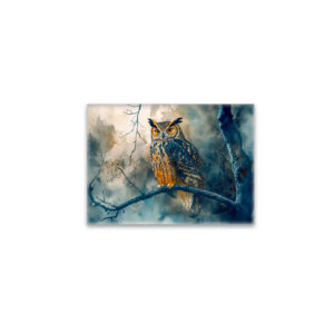 raxxa Glas-Magnet: Owl at night sitting on a branch watercolor painting